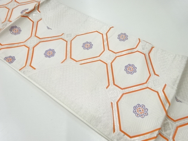 蜀江文に花模様織出し袋帯